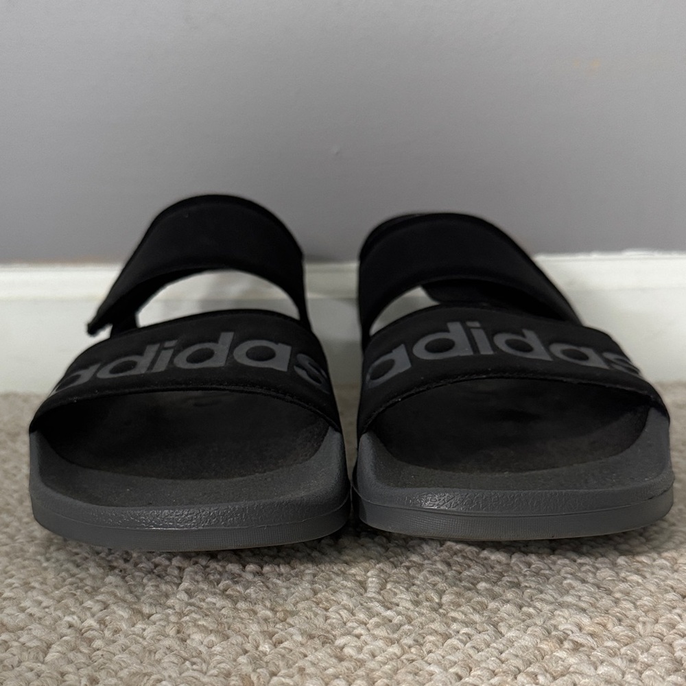 Adidas Black and Gray Slide Sandals